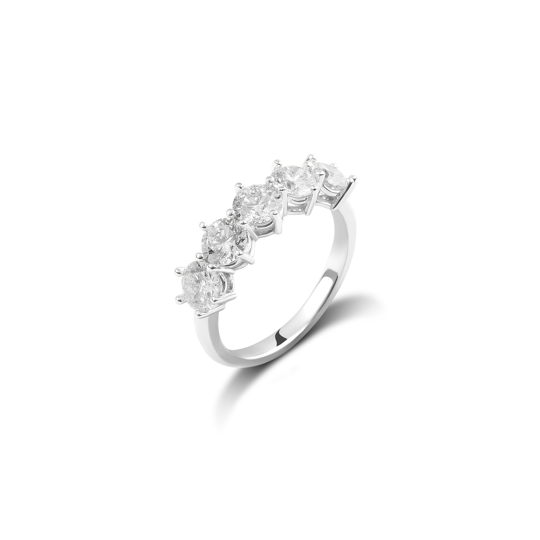 Platinum Round Brilliant Cut Five Stone Diamond Ring