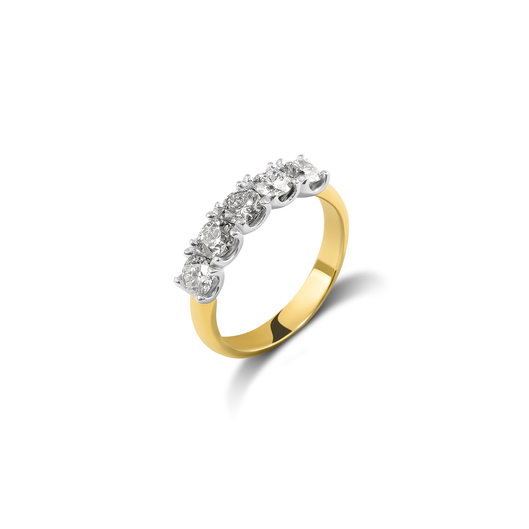 18ct Two-Tone Round Brilliant Cut Five Stone Diamond Ring