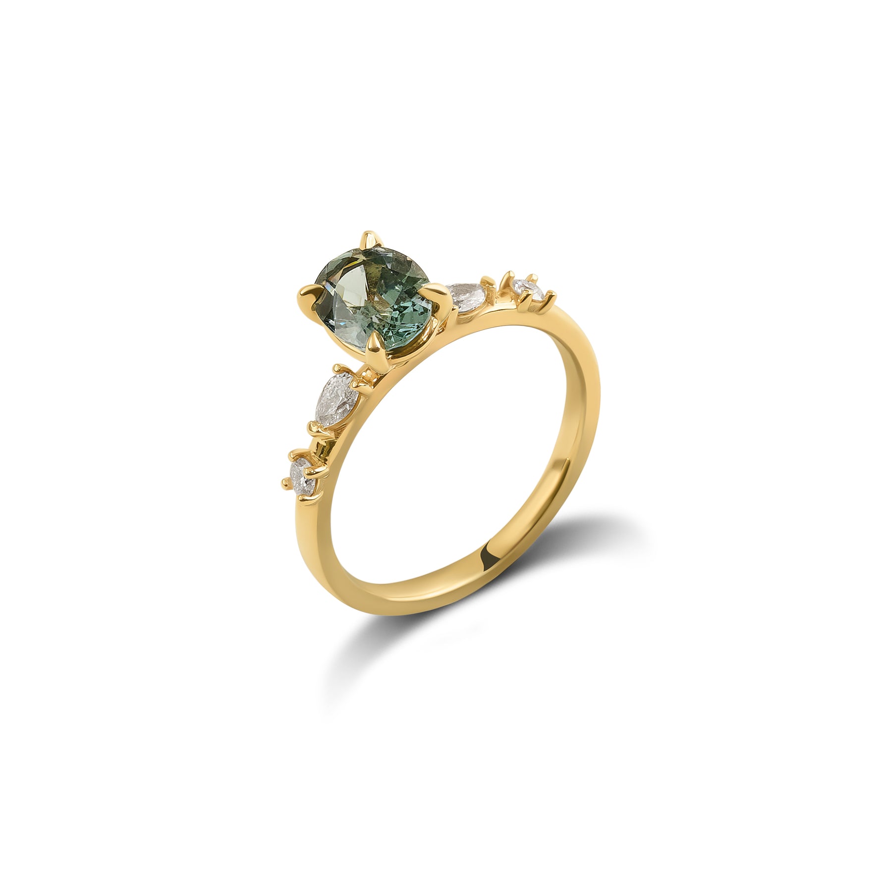 Green Spinel & Diamond Ring