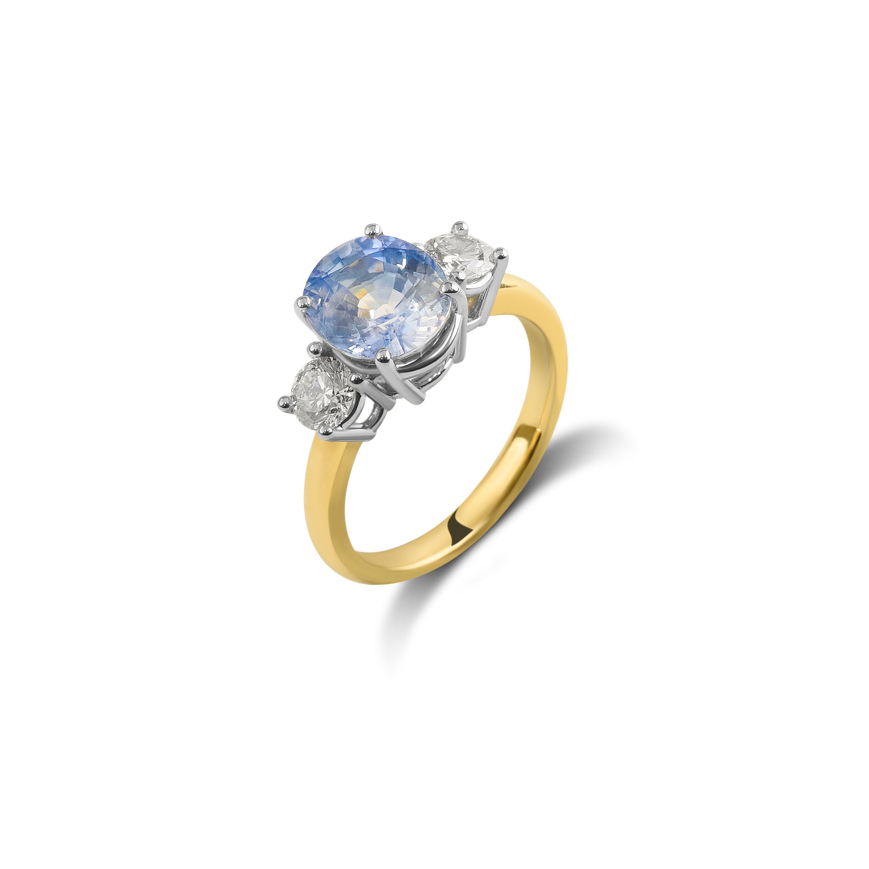 Ceylon Sapphire and Diamond Trilogy Ring