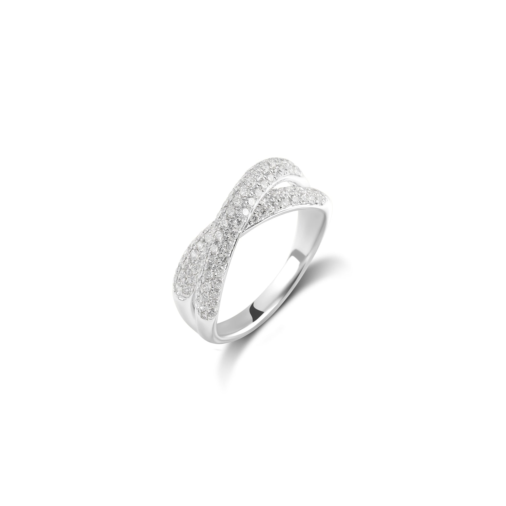 Pave Diamond Crossover Ring