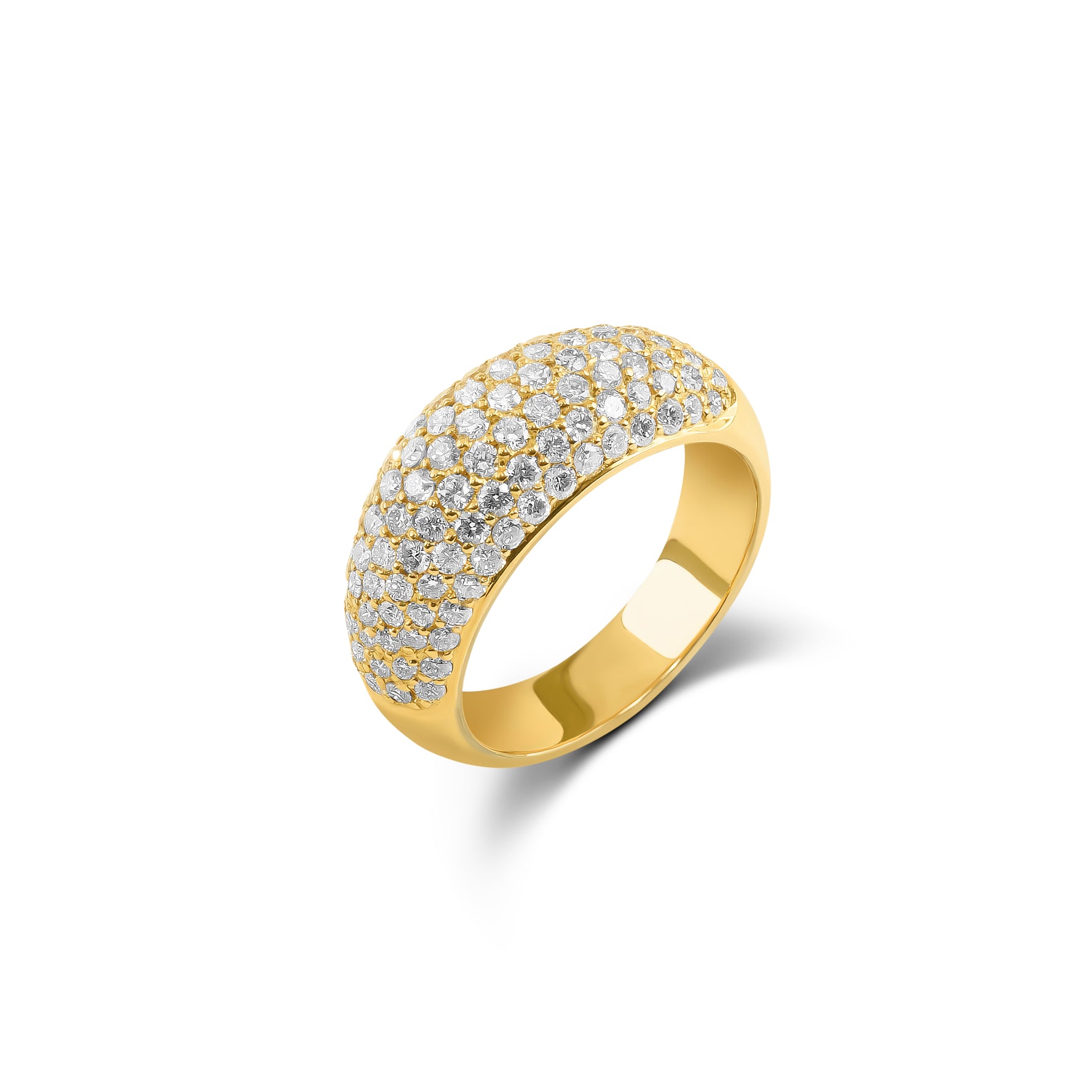 Yellow Gold Domed Diamond Set Ring