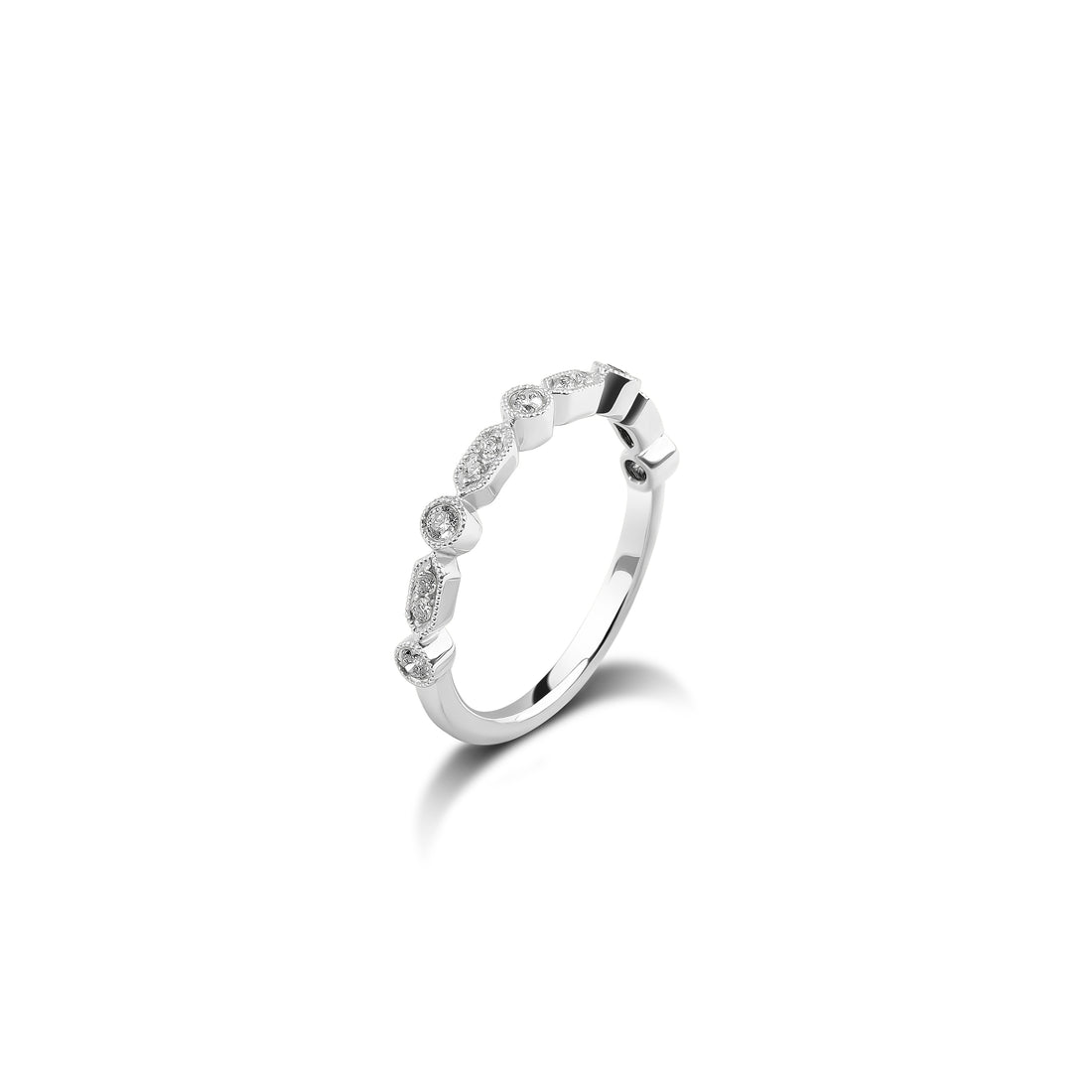 Antique Style 18ct White Gold Diamond Band