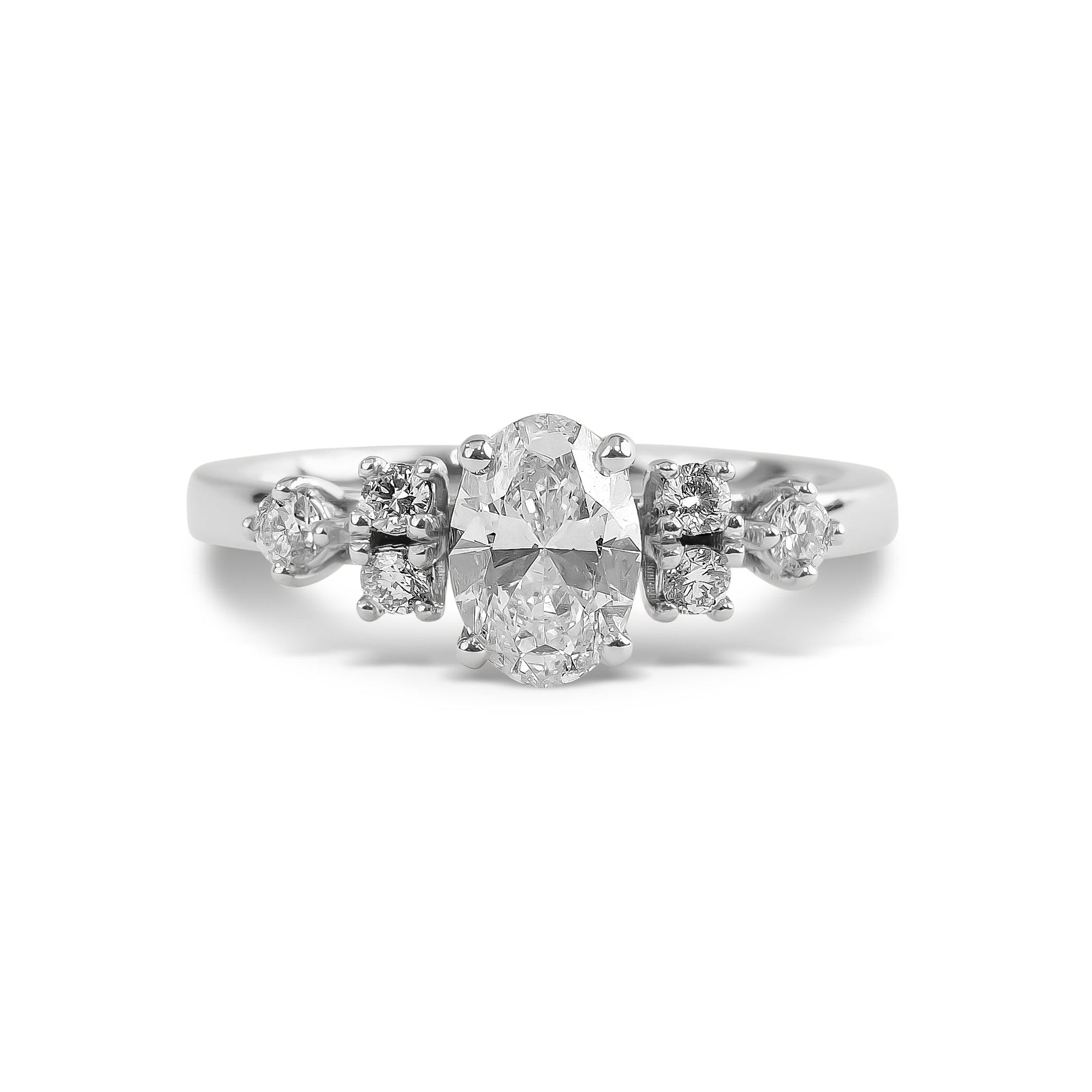 Oval Cut Diamond Ring with Brilliant-Cut Accents