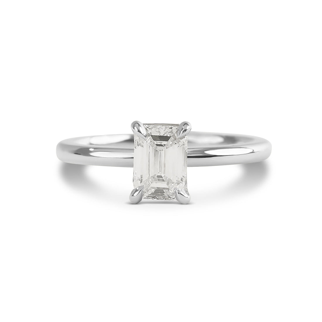 1ct Emerald Cut Platinum Engagement Ring