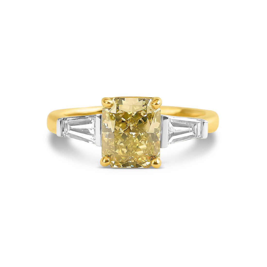 2ct Cushion Cut Yellow Diamond Trilogy