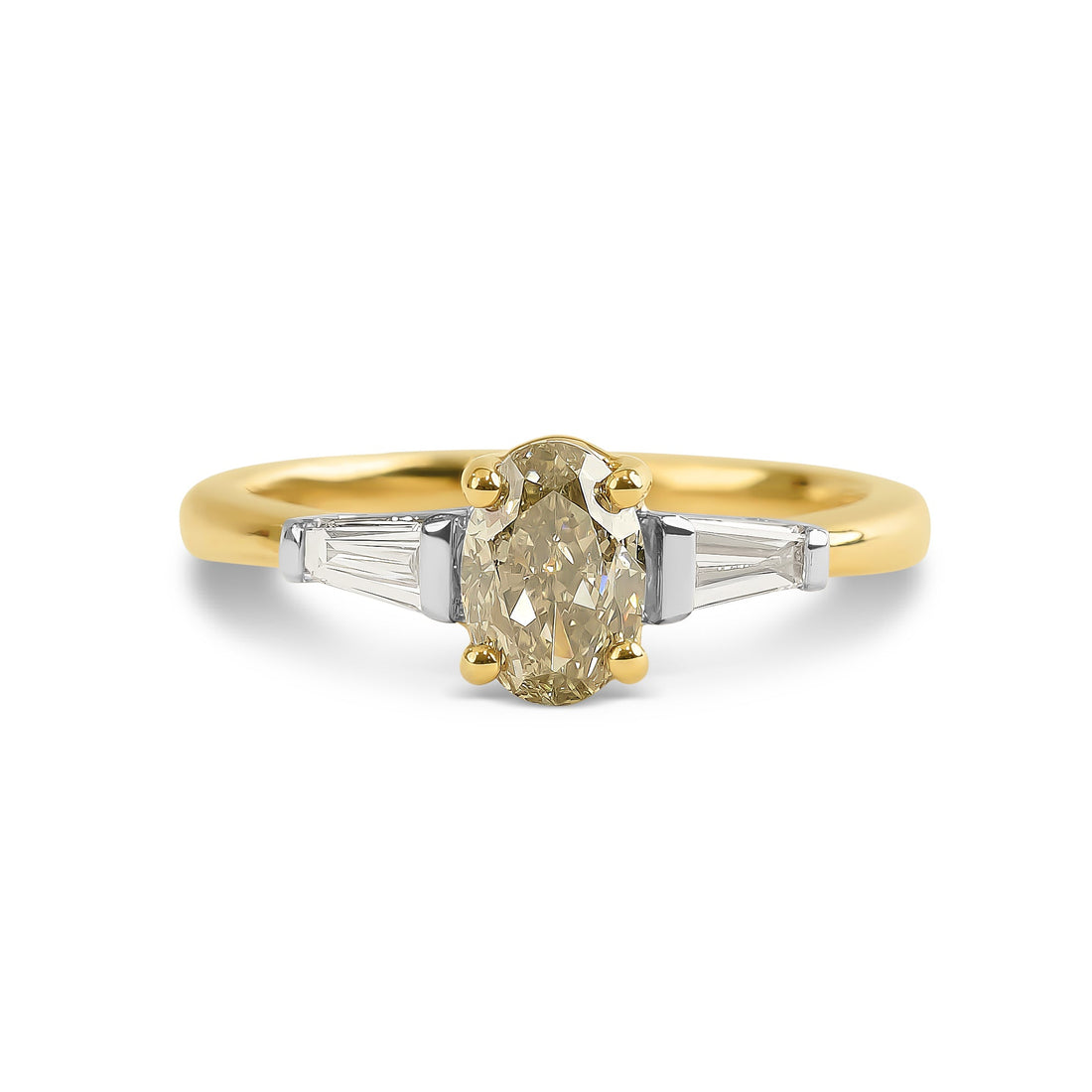 Oval Cognac Diamond with Tapered Baguettes