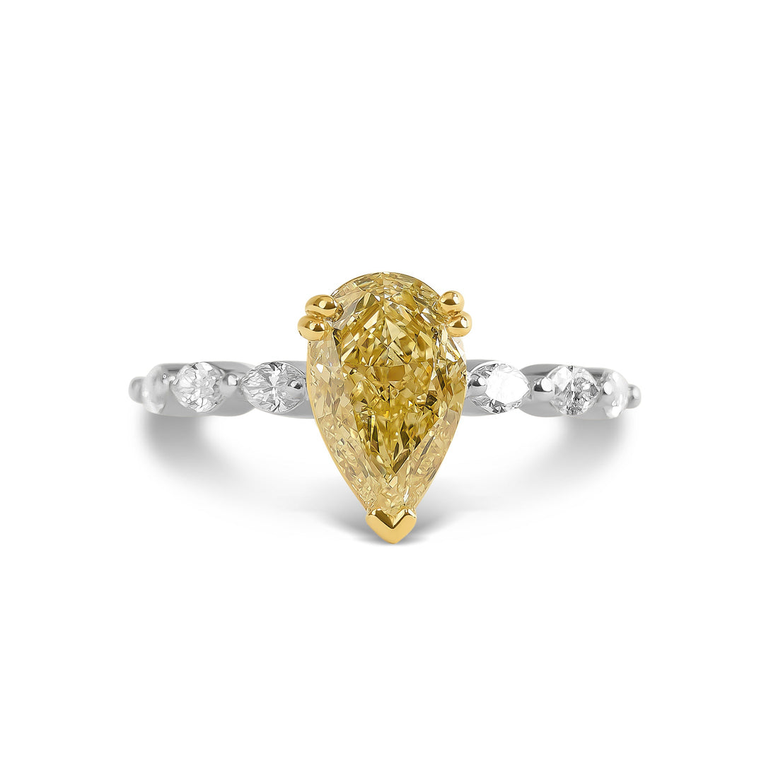 Fancy Intense Yellow Pear Cut Diamond Ring