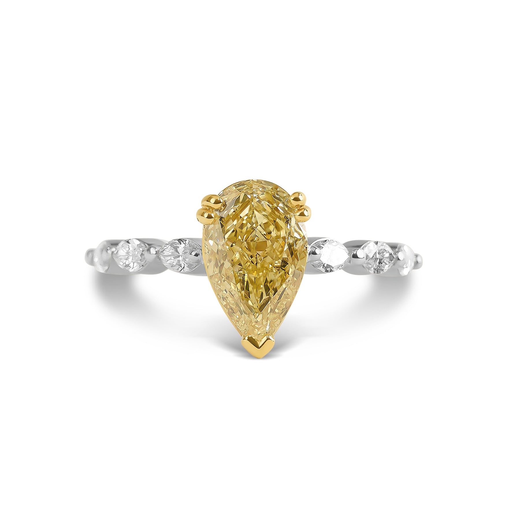 Fancy Intense Yellow Pear Cut Diamond Ring