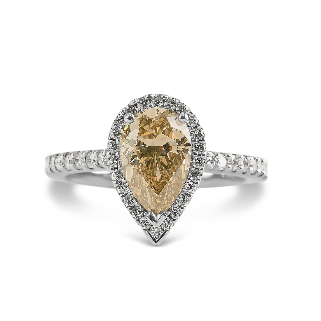 Pear Cut Cognac Diamond Ring