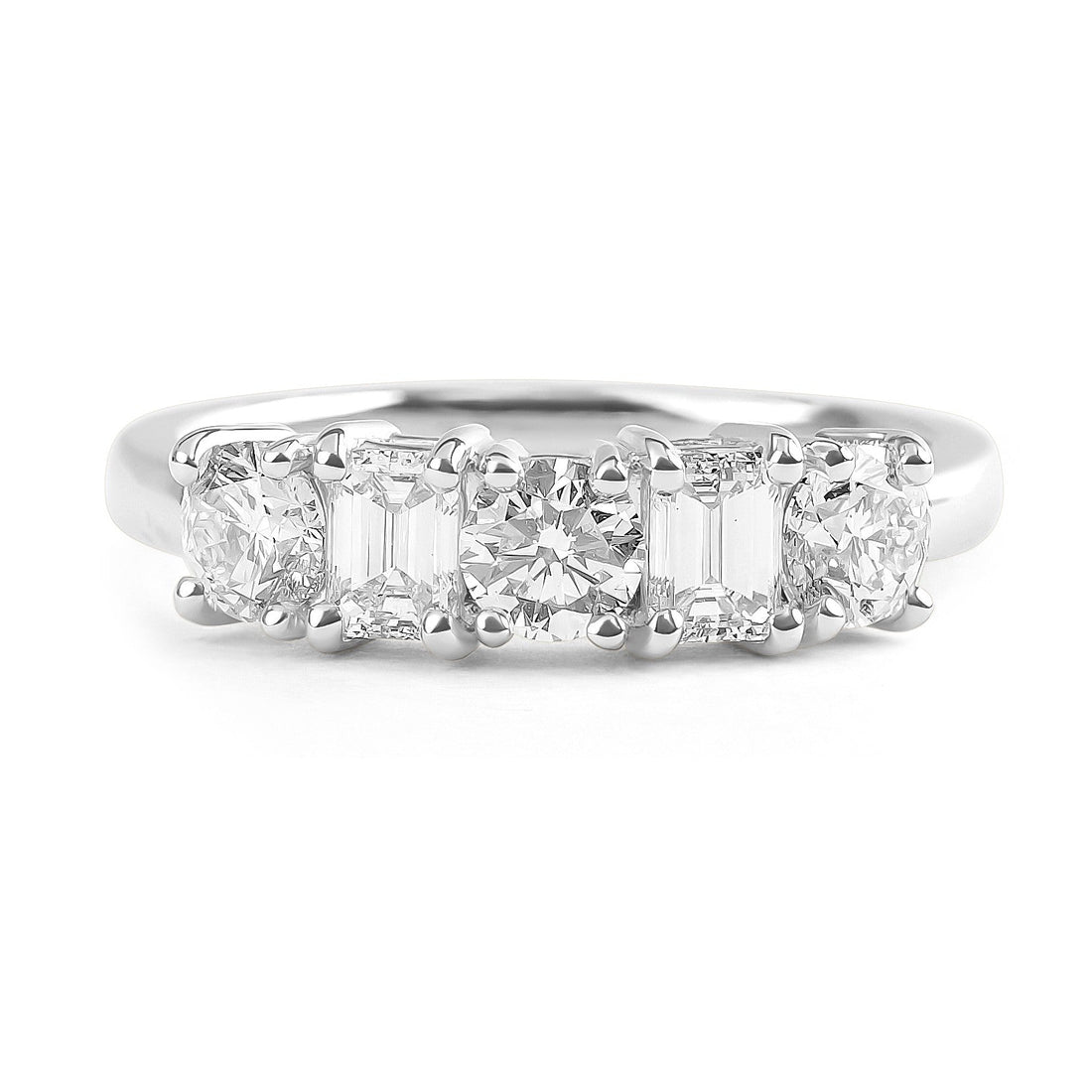 Emerald & Round Cut Five Stone