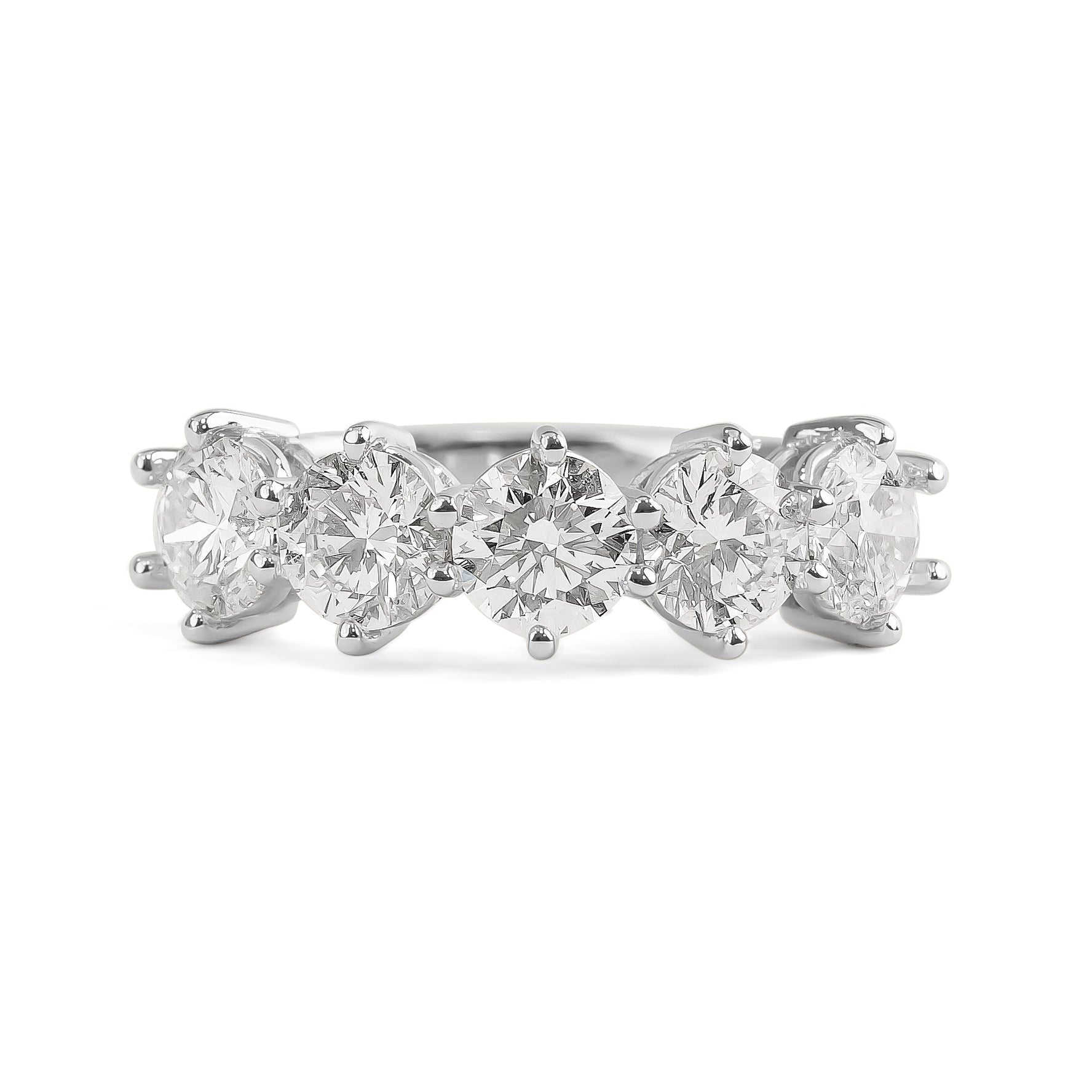 Platinum Round Brilliant Cut Five Stone Diamond Ring