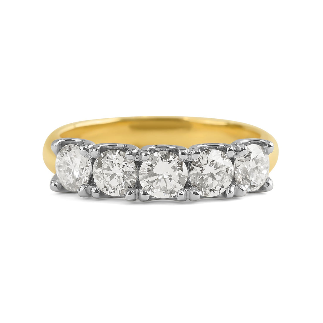 18ct Two-Tone Round Brilliant Cut Five Stone Diamond Ring