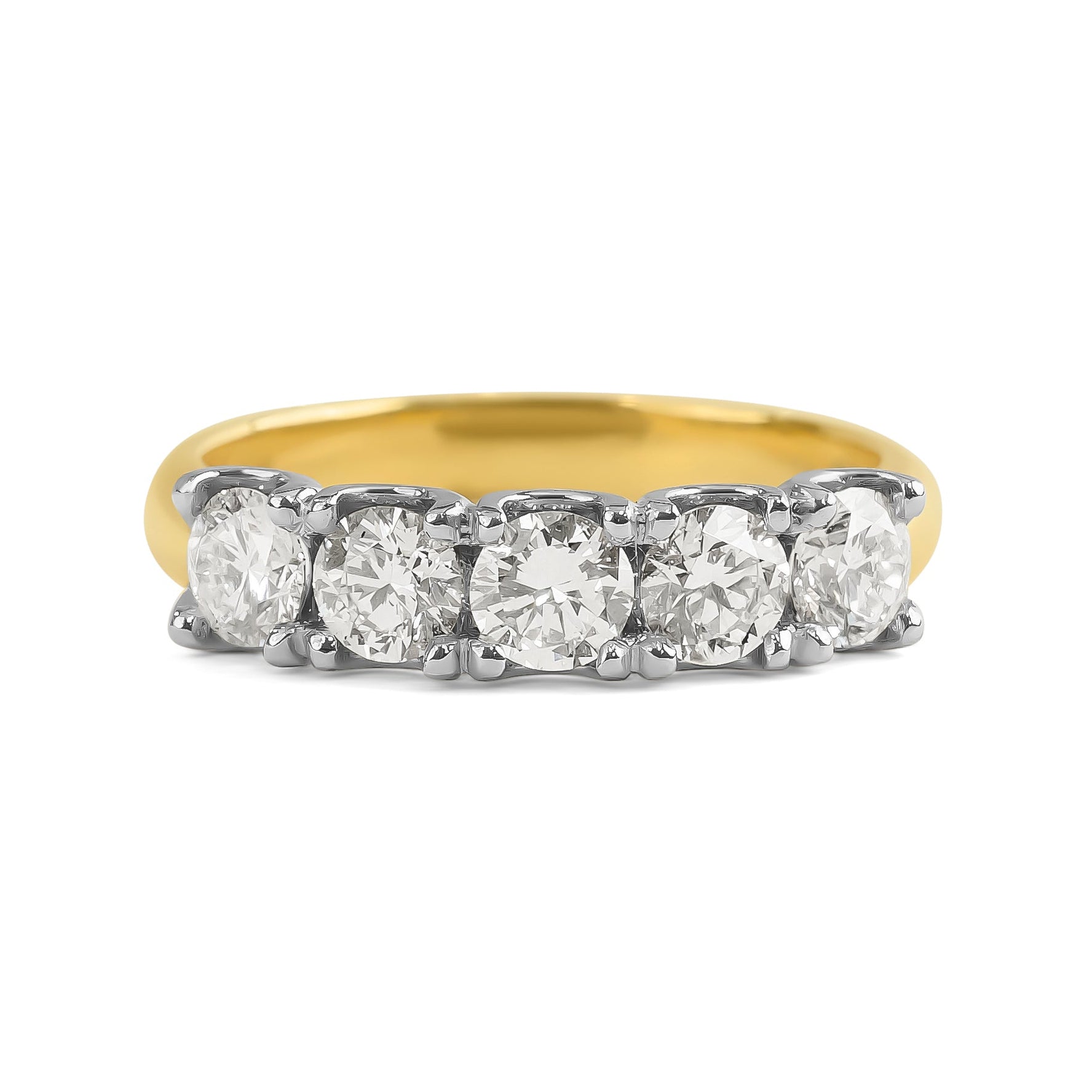 18ct Two-Tone Round Brilliant Cut Five Stone Diamond Ring