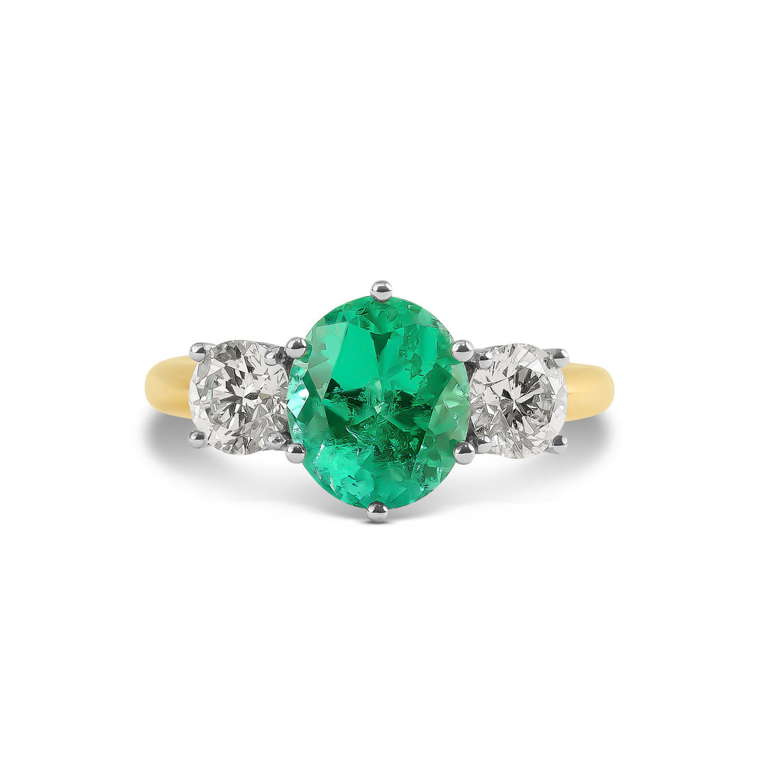 Oval Cut Emerald and Diamond Trilogy