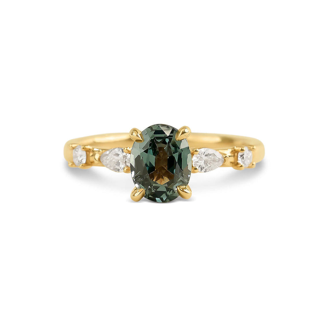 Green Spinel & Diamond Ring