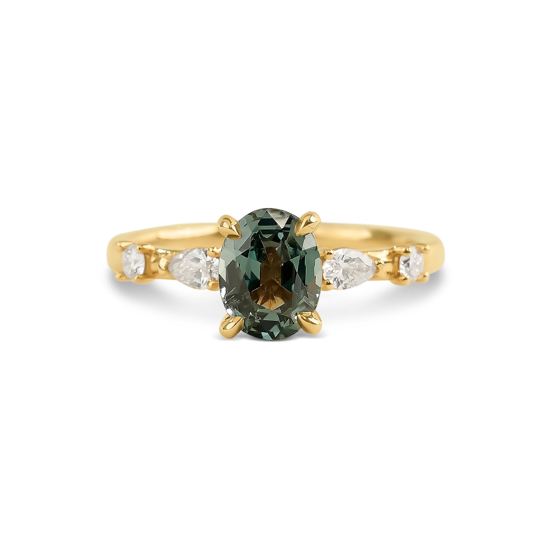 Green Spinel & Diamond Ring