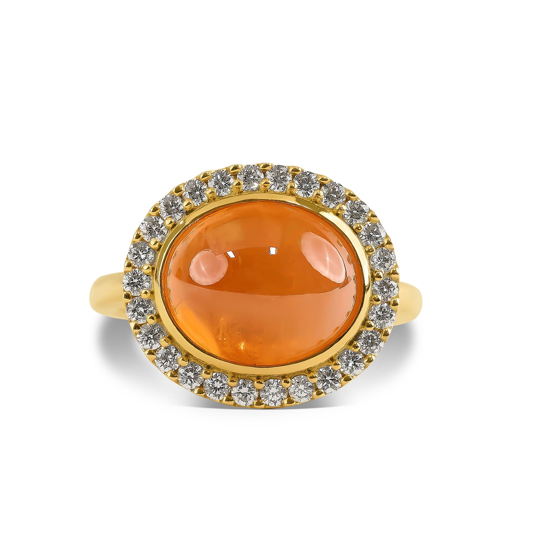 East West Set Mandarin Garnet & Diamond Halo Ring
