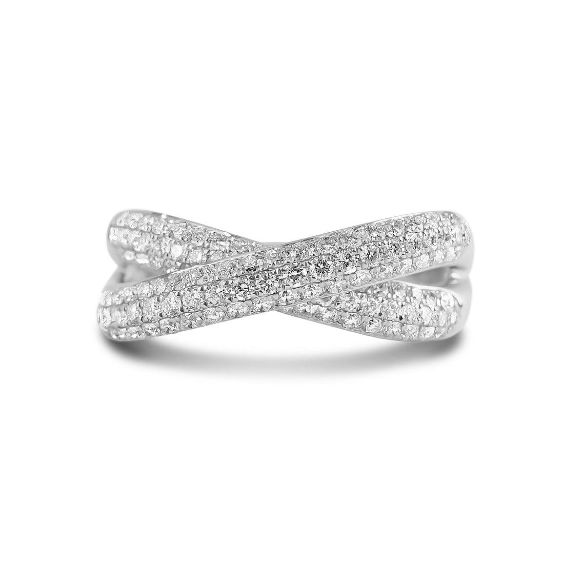 Pave Diamond Crossover Ring