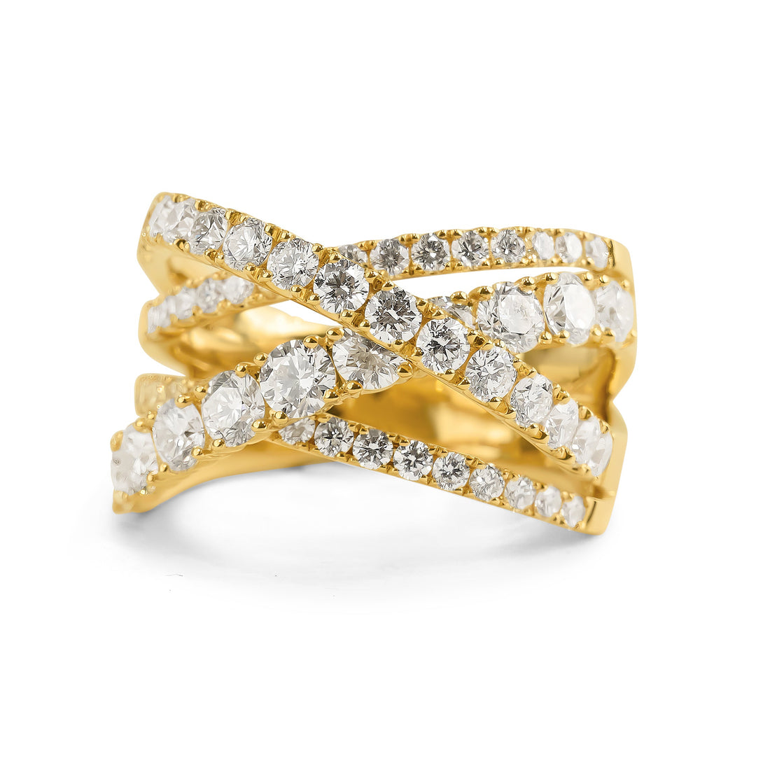 Diamond Cross Over Cocktail Ring