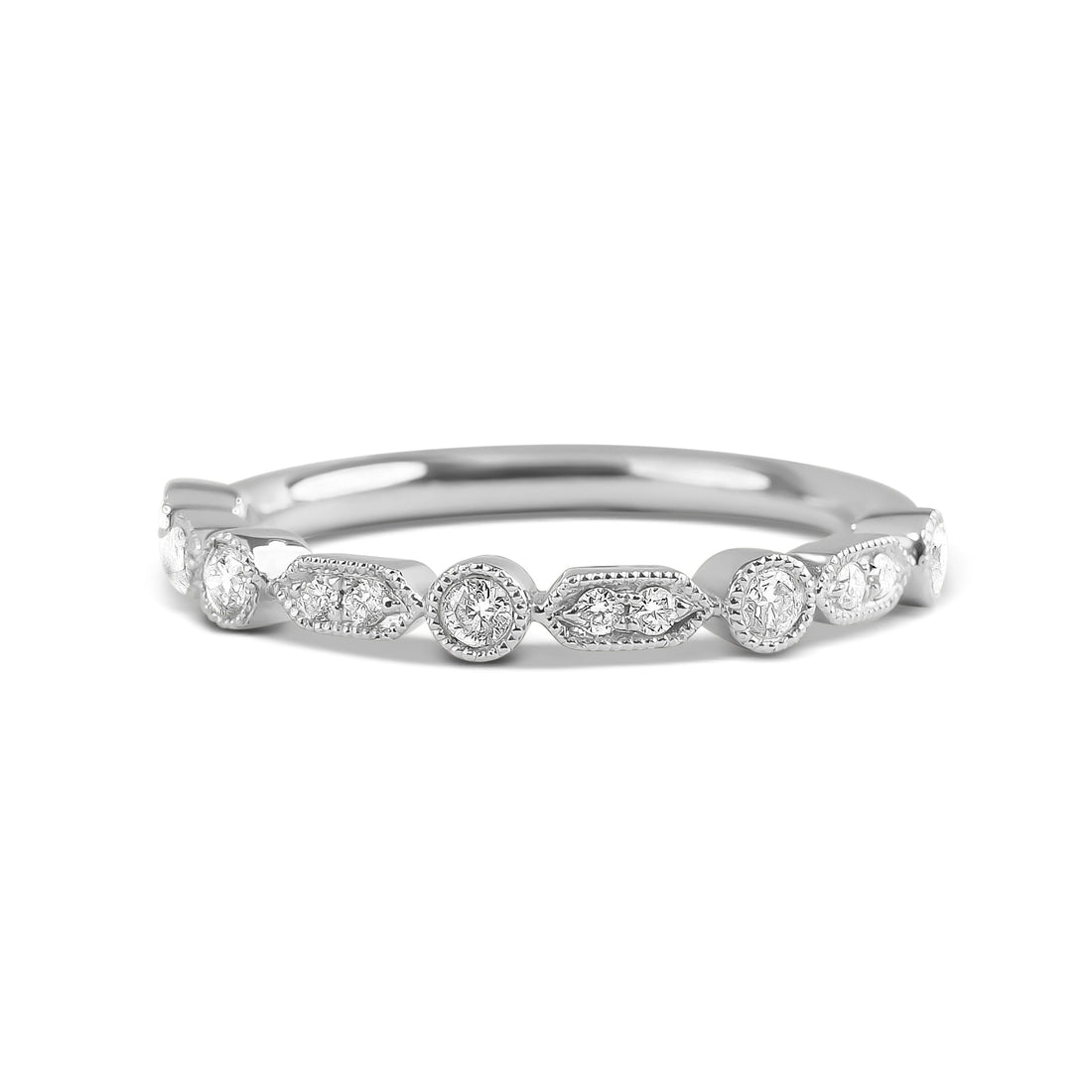 Antique Style 18ct White Gold Diamond Band