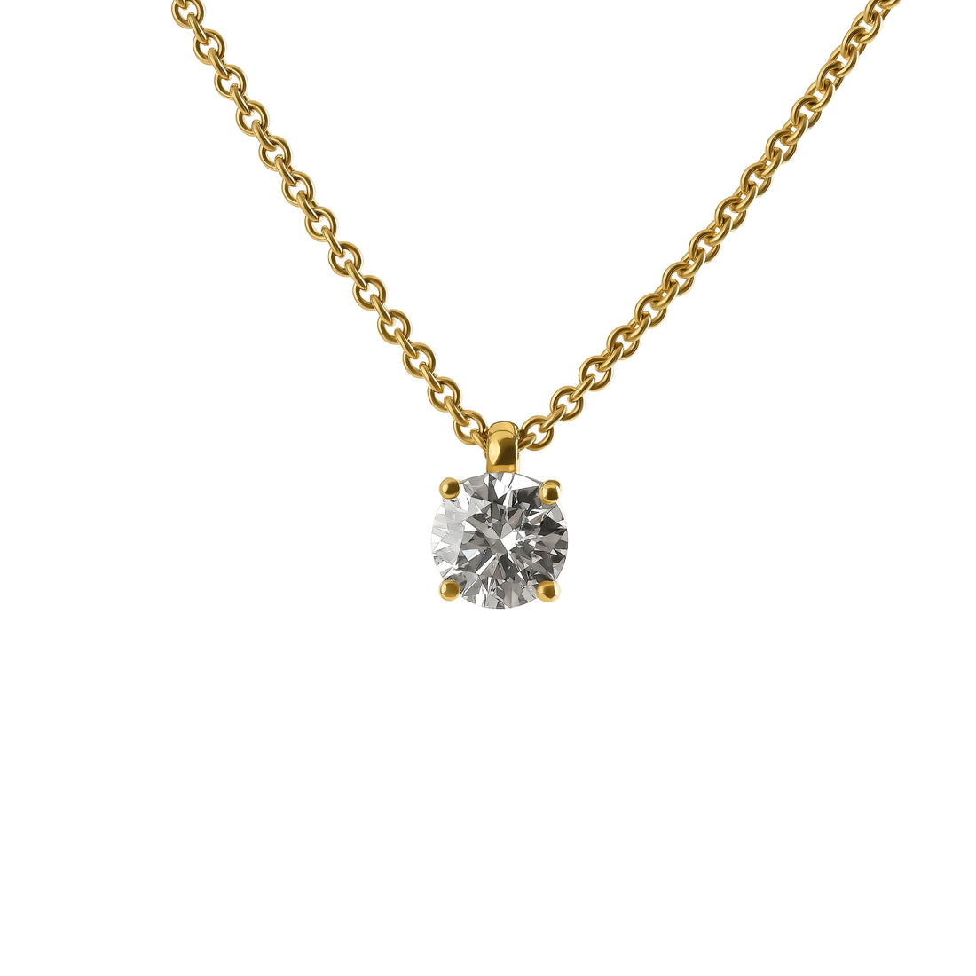 Classic Yellow Gold Solitaire Diamond Pendant