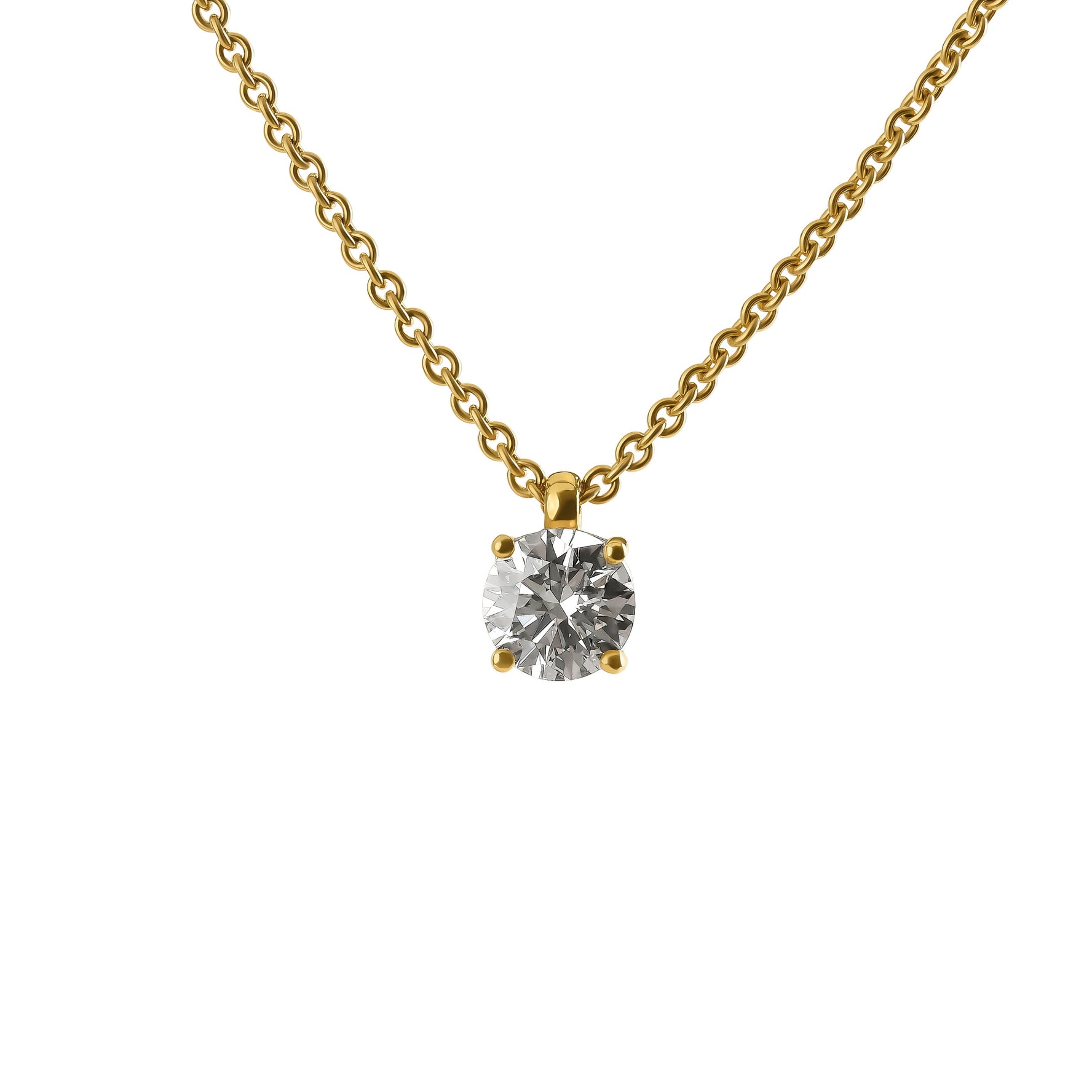 Classic Yellow Gold Solitaire Diamond Pendant