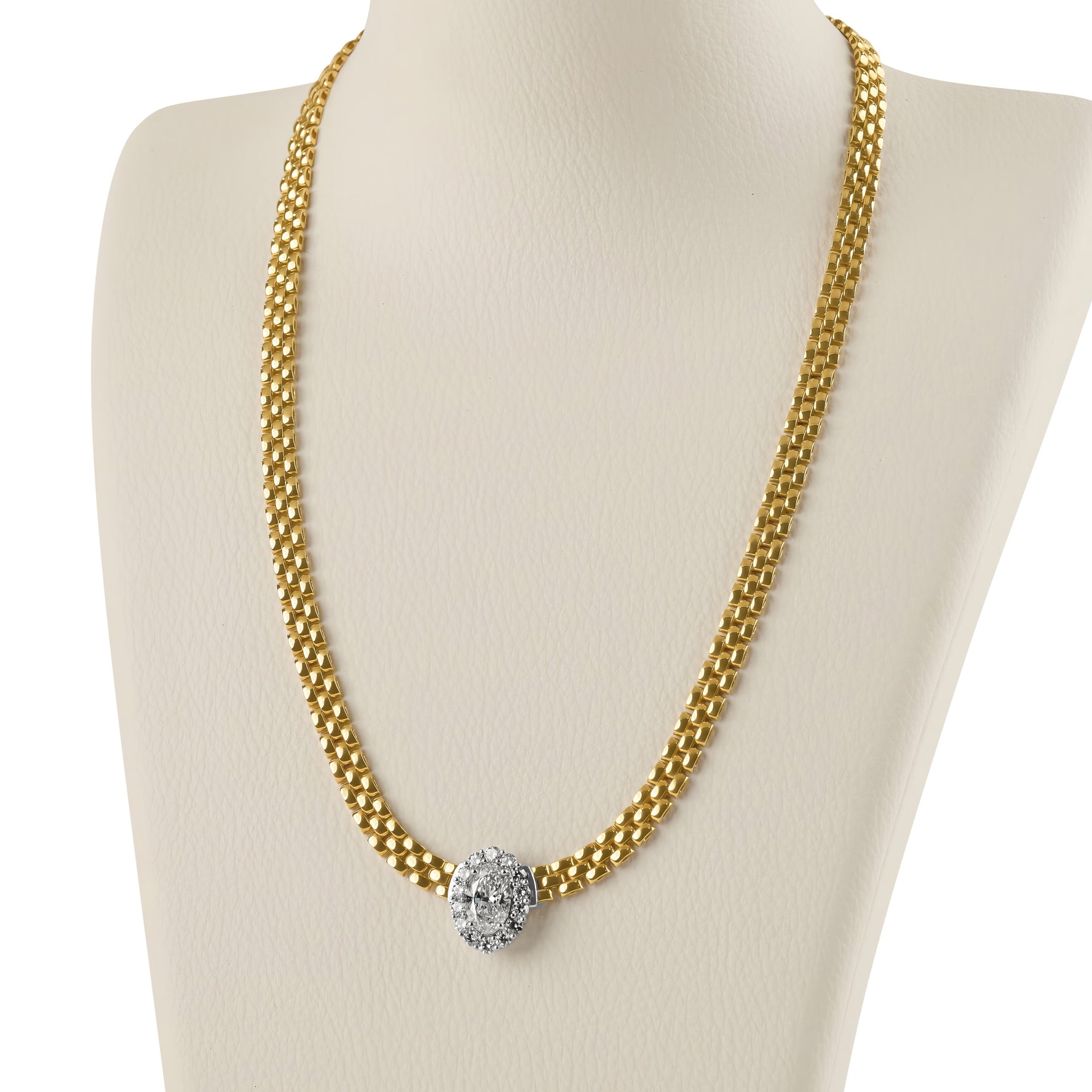 Oval Cut Diamond Halo Necklet