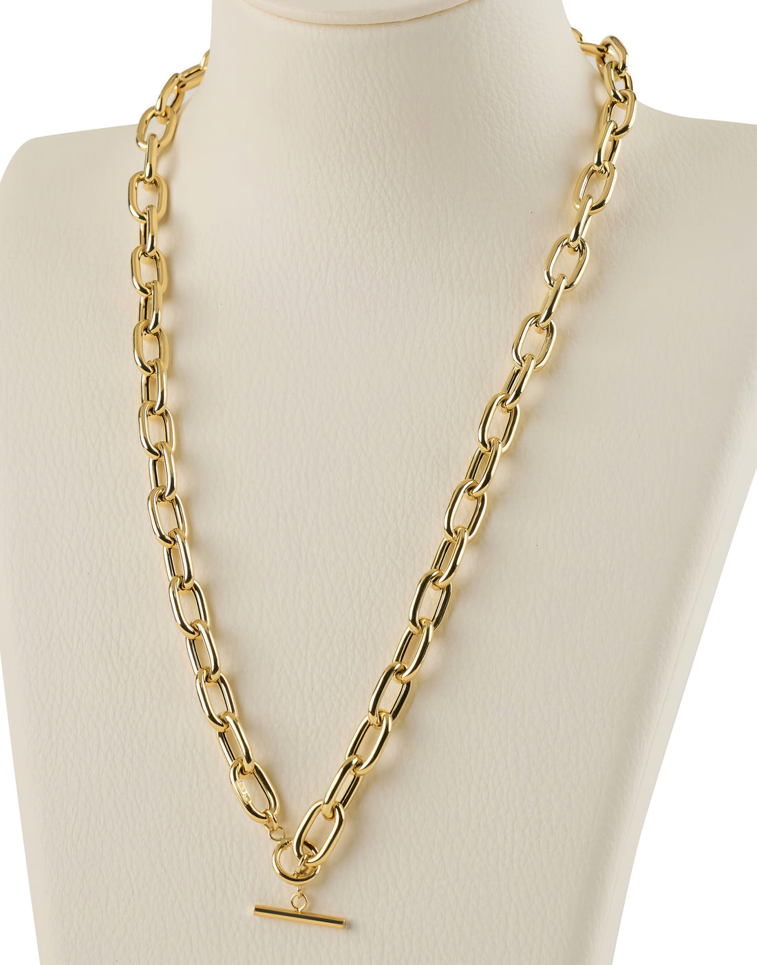 18ct Gold Oval Link T Bar Necklet