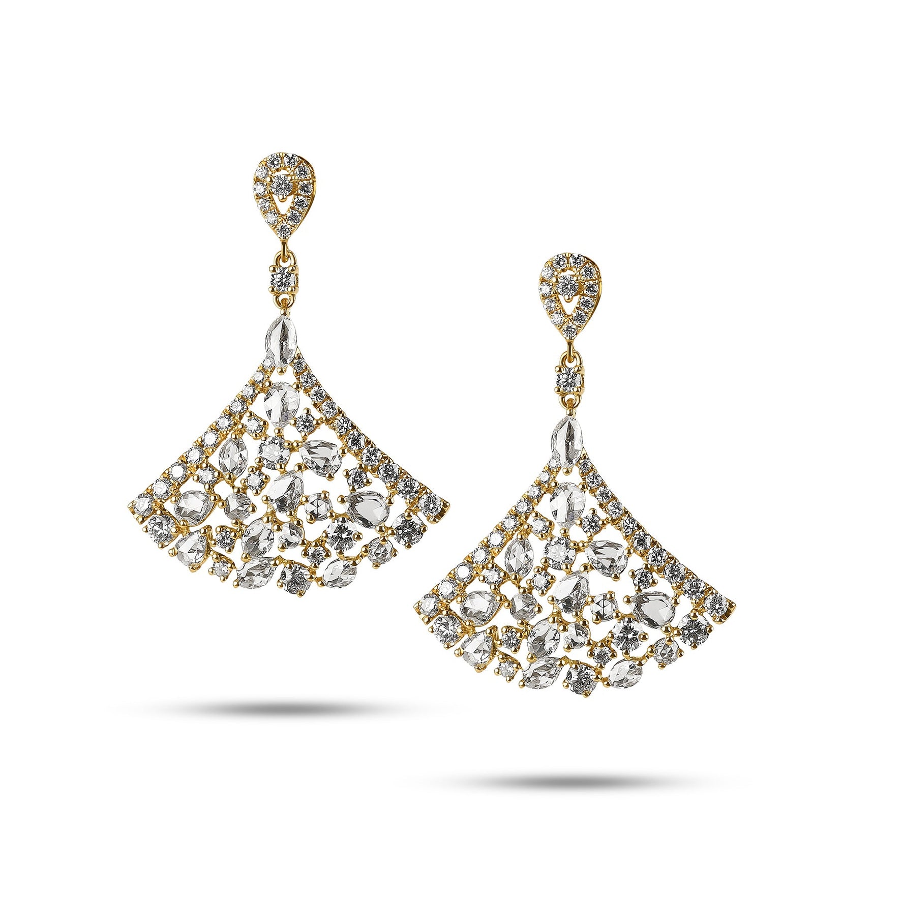 Triangular Shaped Diamond Drop Earrings