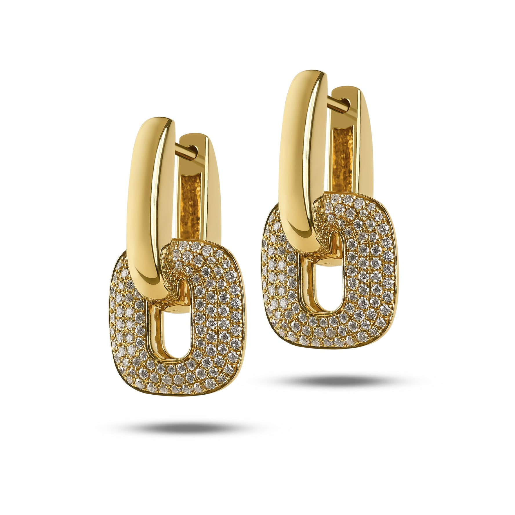 Pave Dimond and Gold Drop Earring