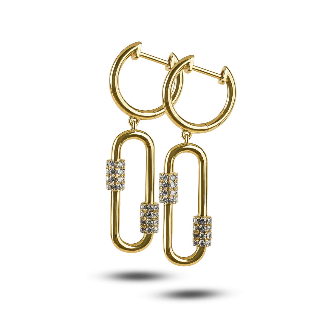 Oval Shaped Pave Drop and Hoop Earrings