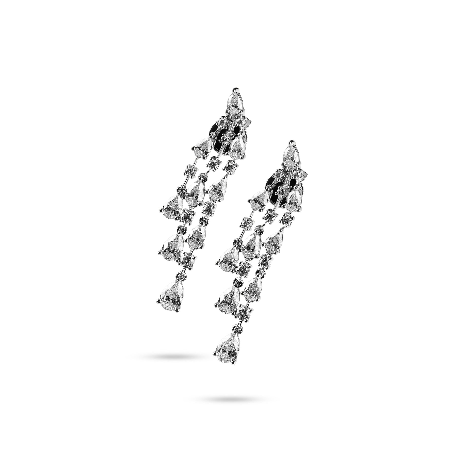 18ct White Gold Pear Cut Diamond Drop Earrings