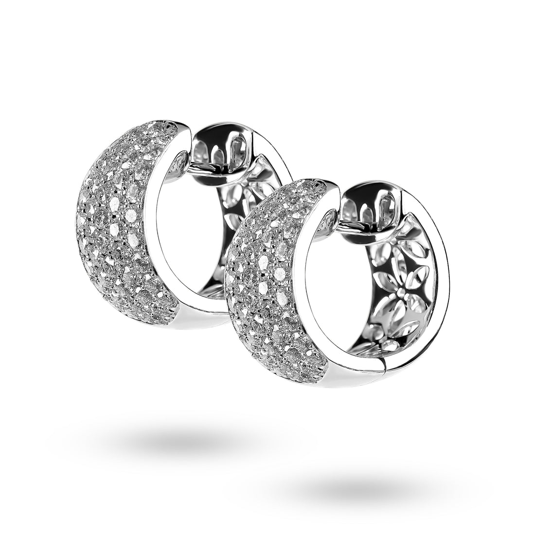 18ct White Gold Pave Diamond Huggie Earring