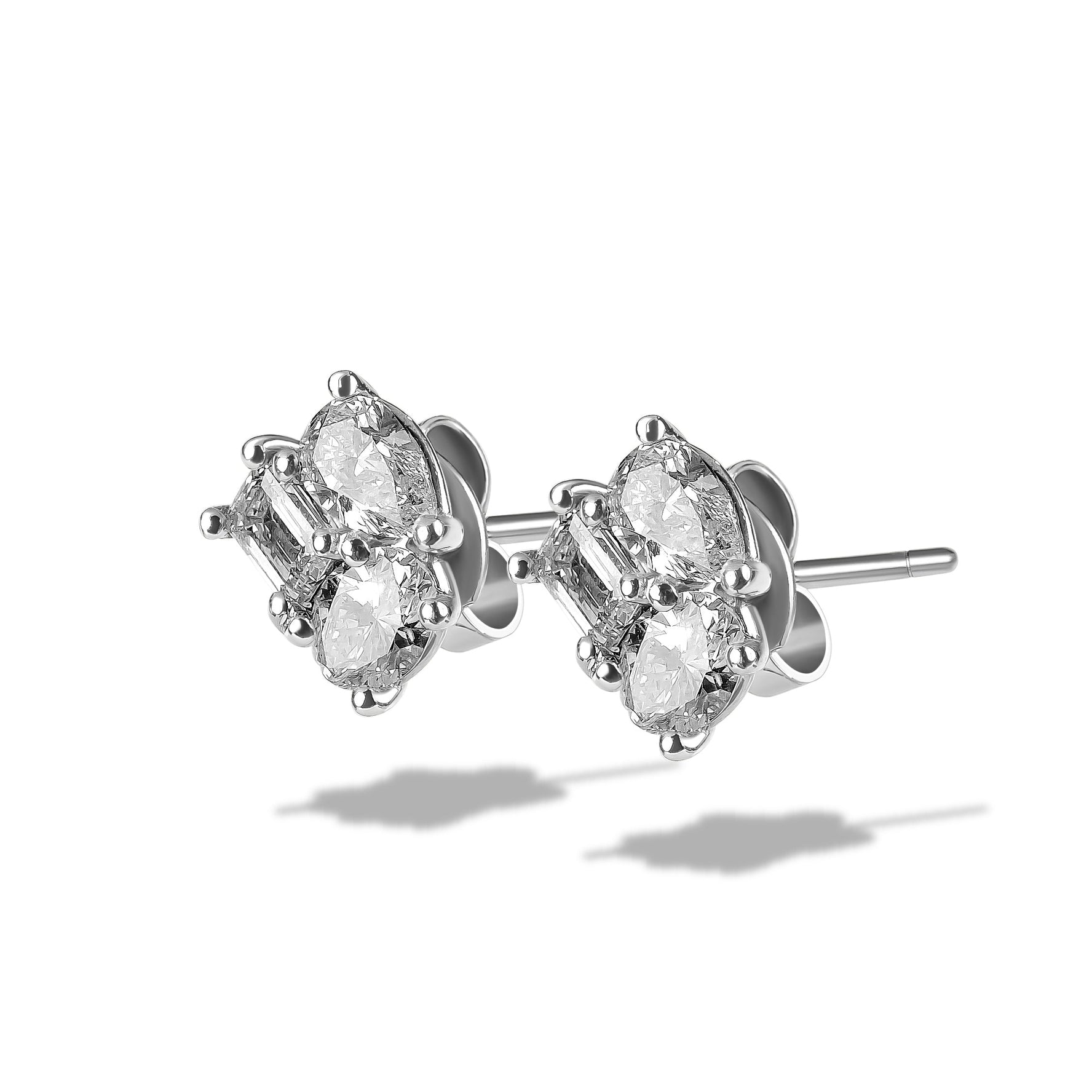 Emerald, Oval & Pear Cut Diamond Studs