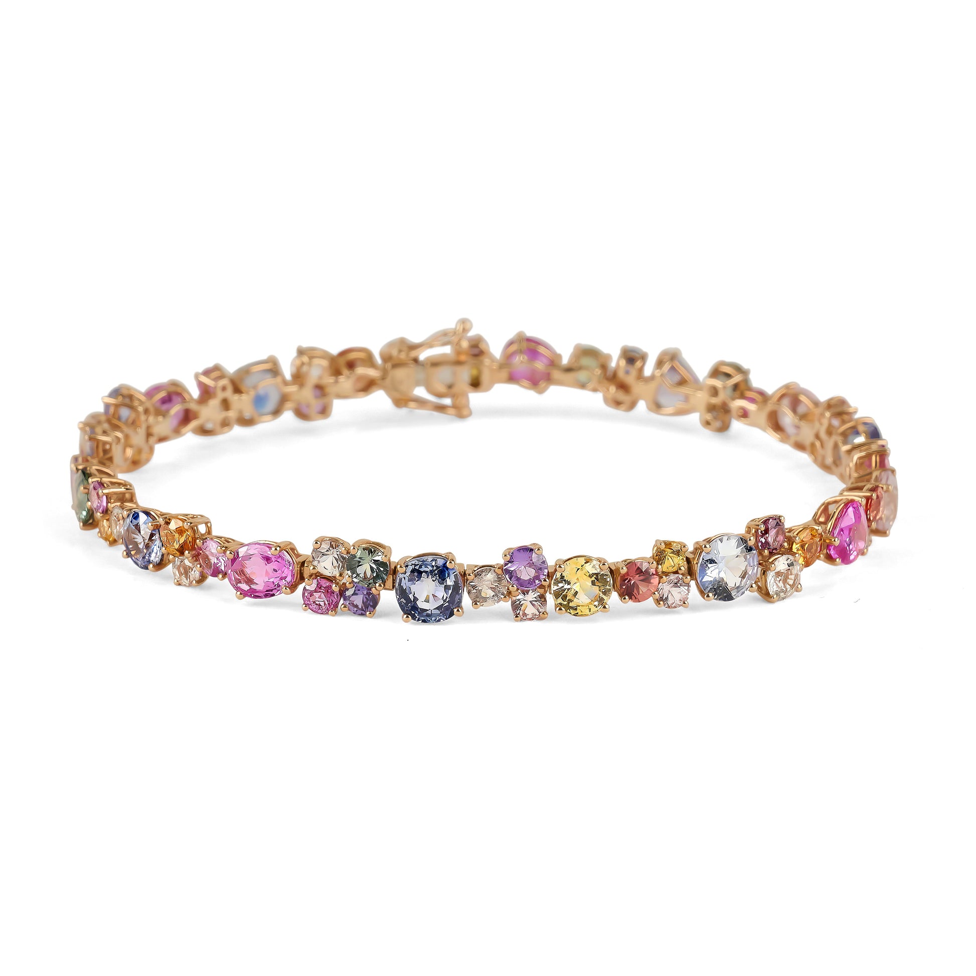 Multicolored gemstone bracelet on a white background