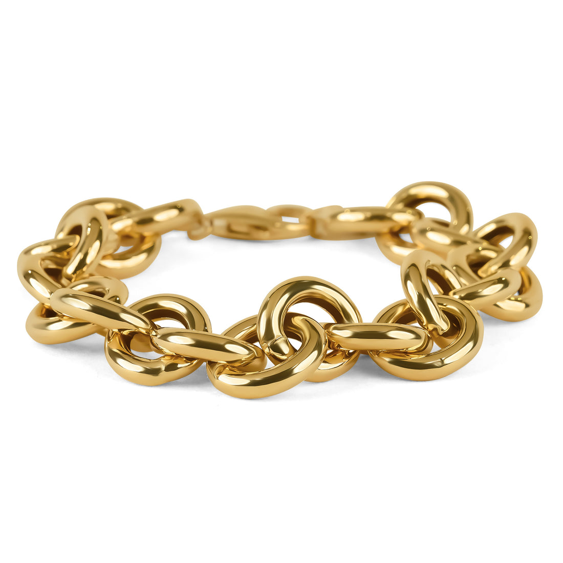 18ct Yellow Gold Rounded Tube Oval Link Bracelet