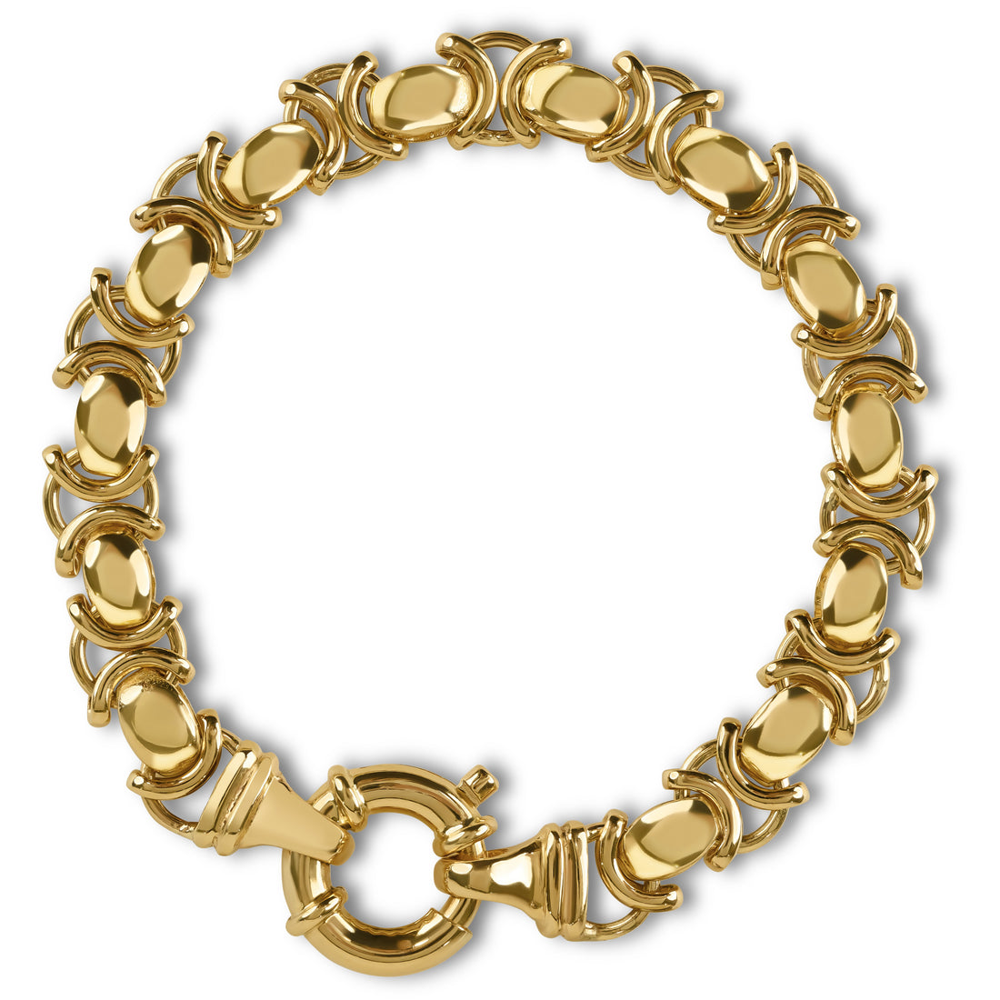 Gold Interlinking Oval & Rounded Special Link Bracelet