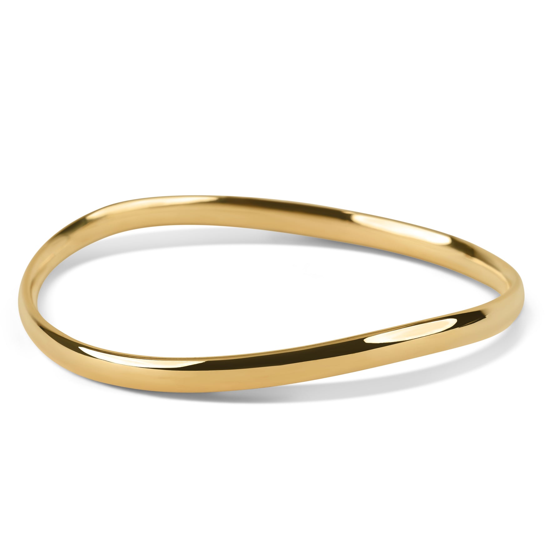 9ct Yellow Gold Curved & Twisted Solid Bangle