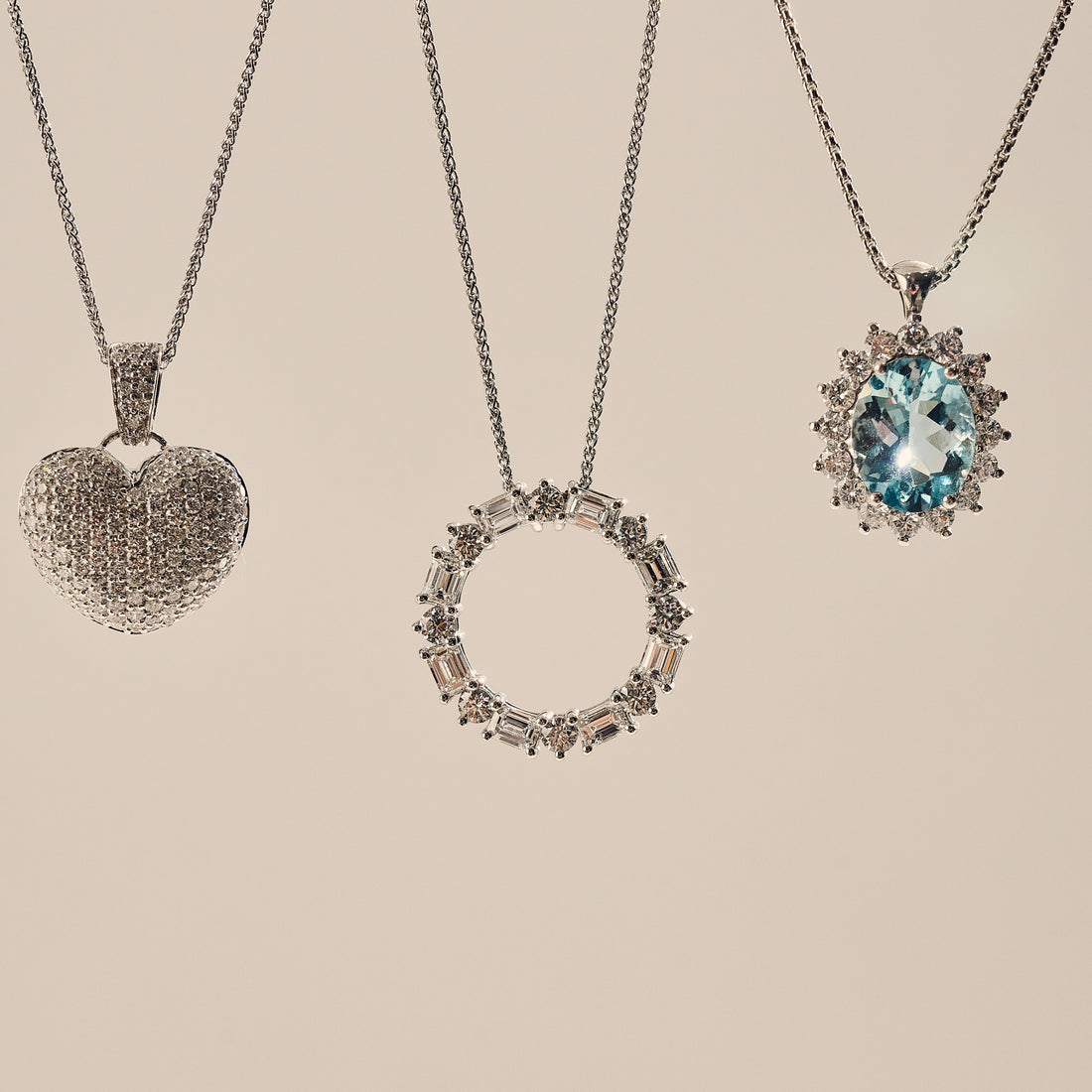 Aquamarine & Diamond Star Halo Pendant