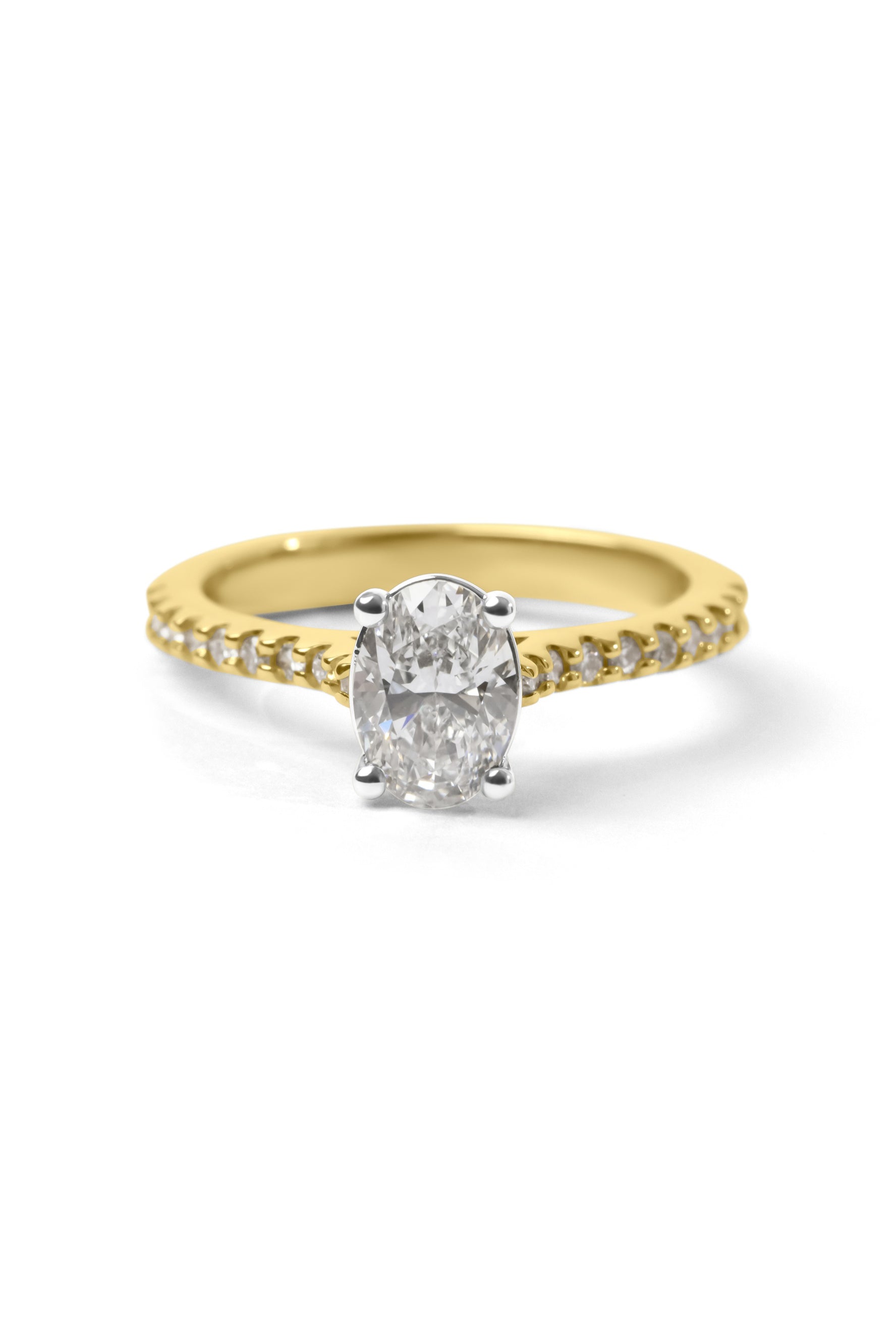 1ct Oval Cut Diamond Engagement Ring, Shoulder Diamonds
