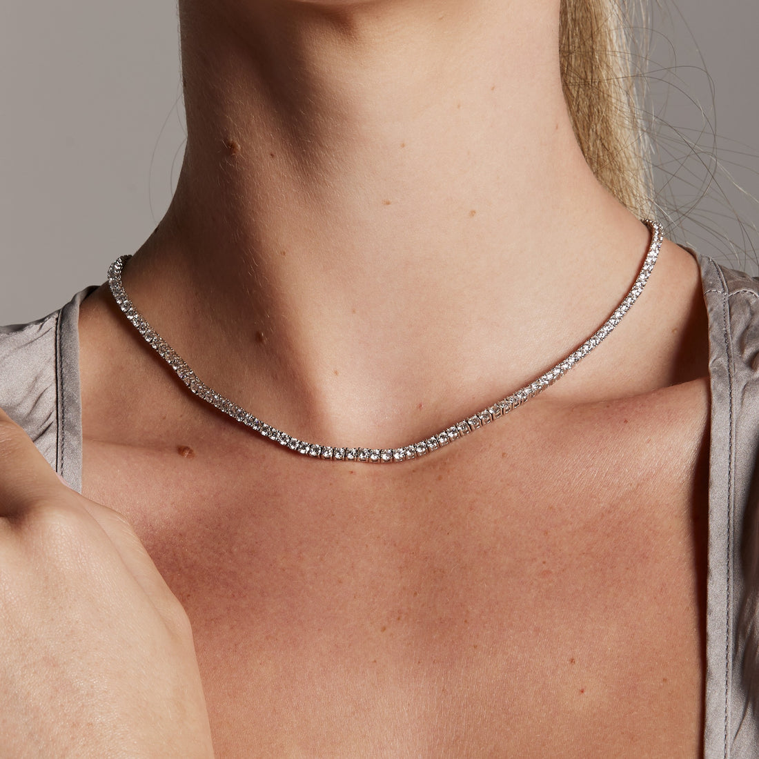 Yellow Gold Diamond Tennis Necklace