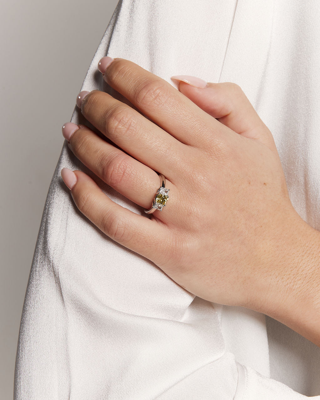 Emerald Cut Diamond Yellow Diamond Trilogy