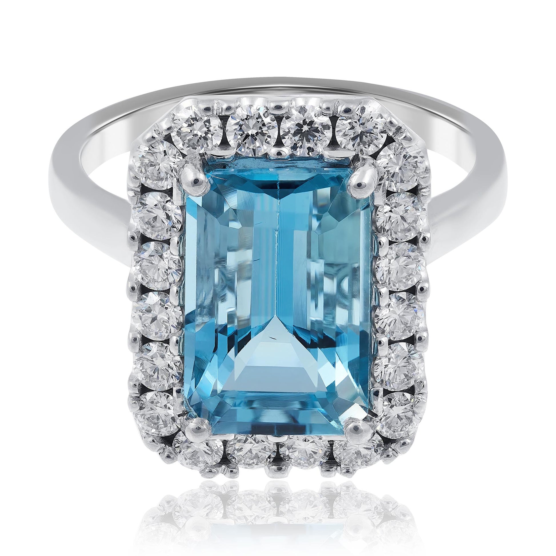 Aquamarine and Diamond Halo