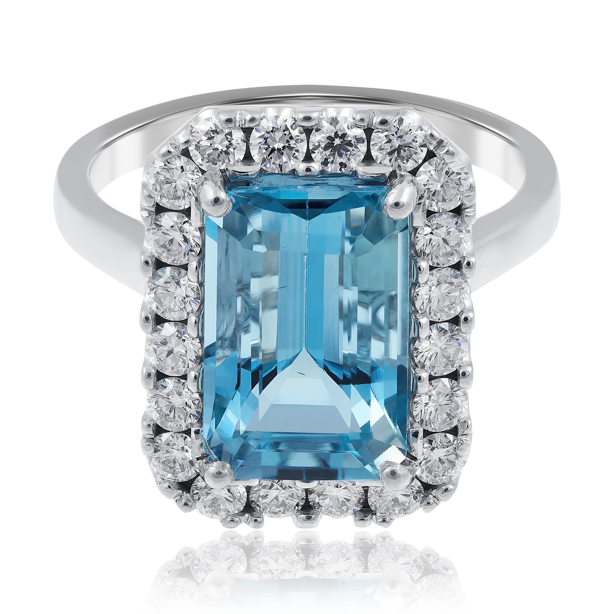 Aquamarine and Diamond Halo