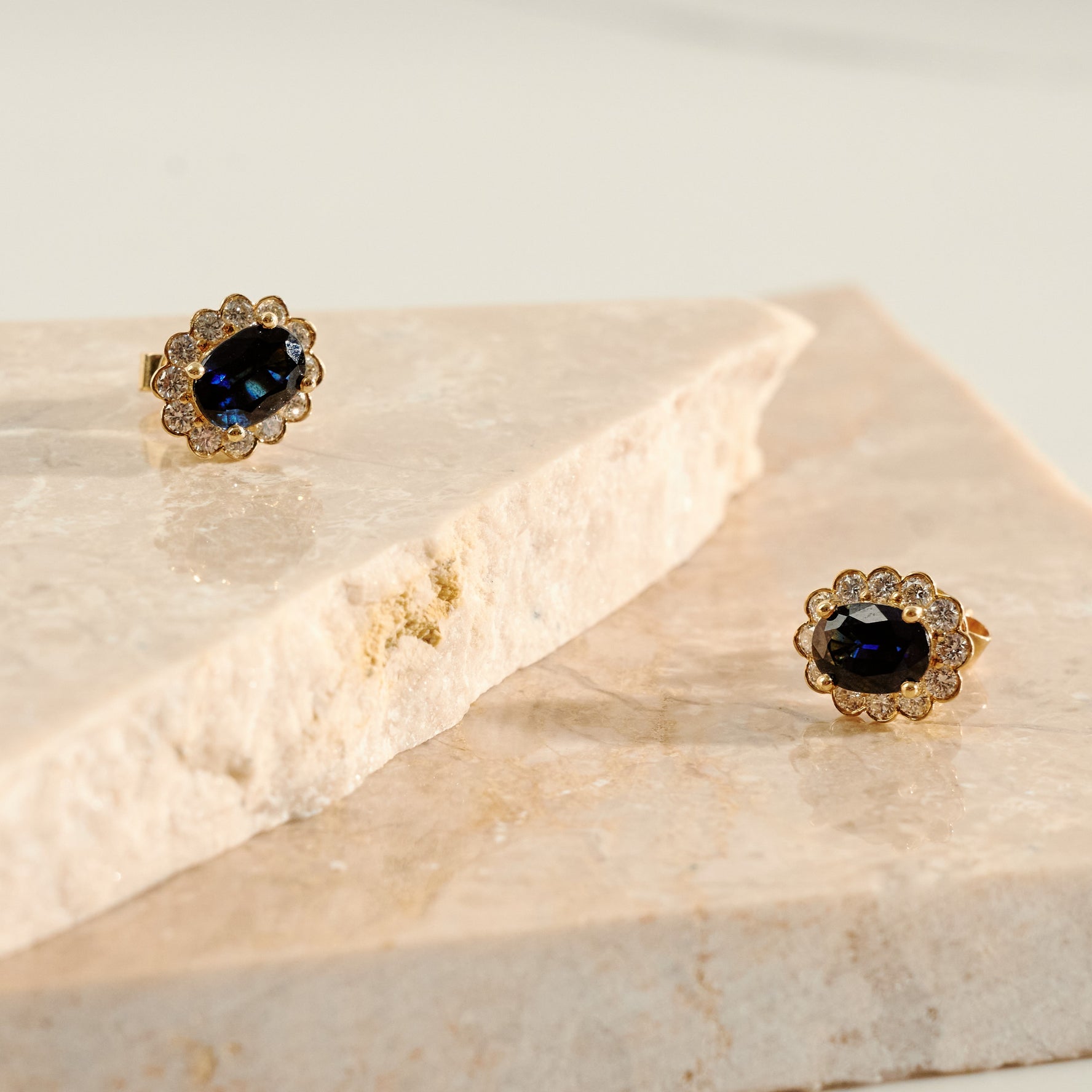 Australian Sapphire & Diamond Halo Studs