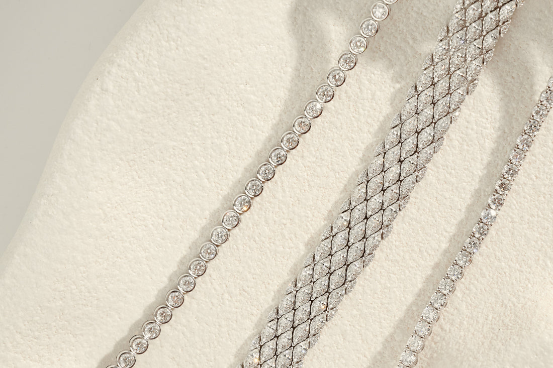 18ct White Gold Bezel Set Diamond Bracelet