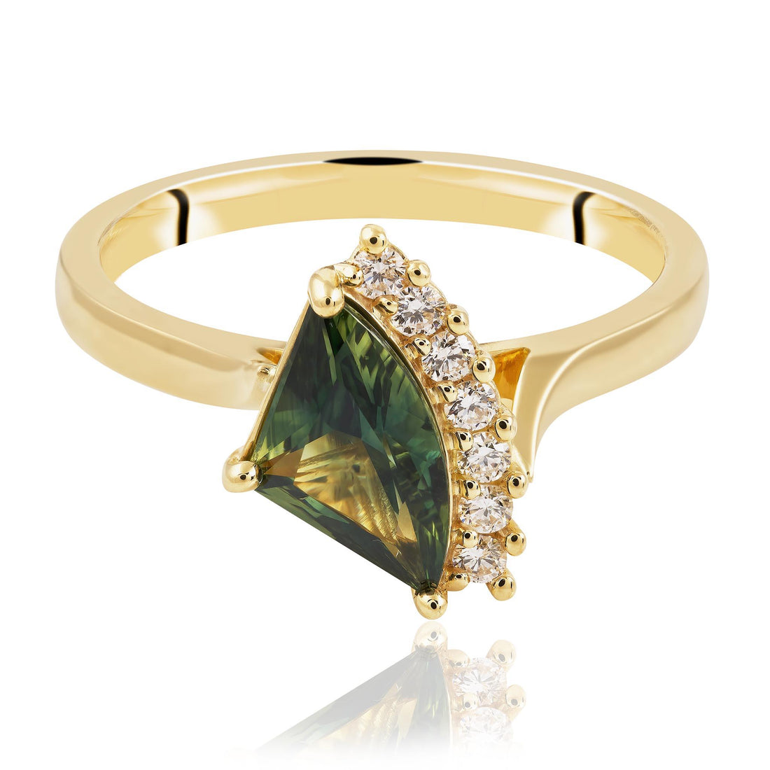 Green Sapphire and Diamond Ring