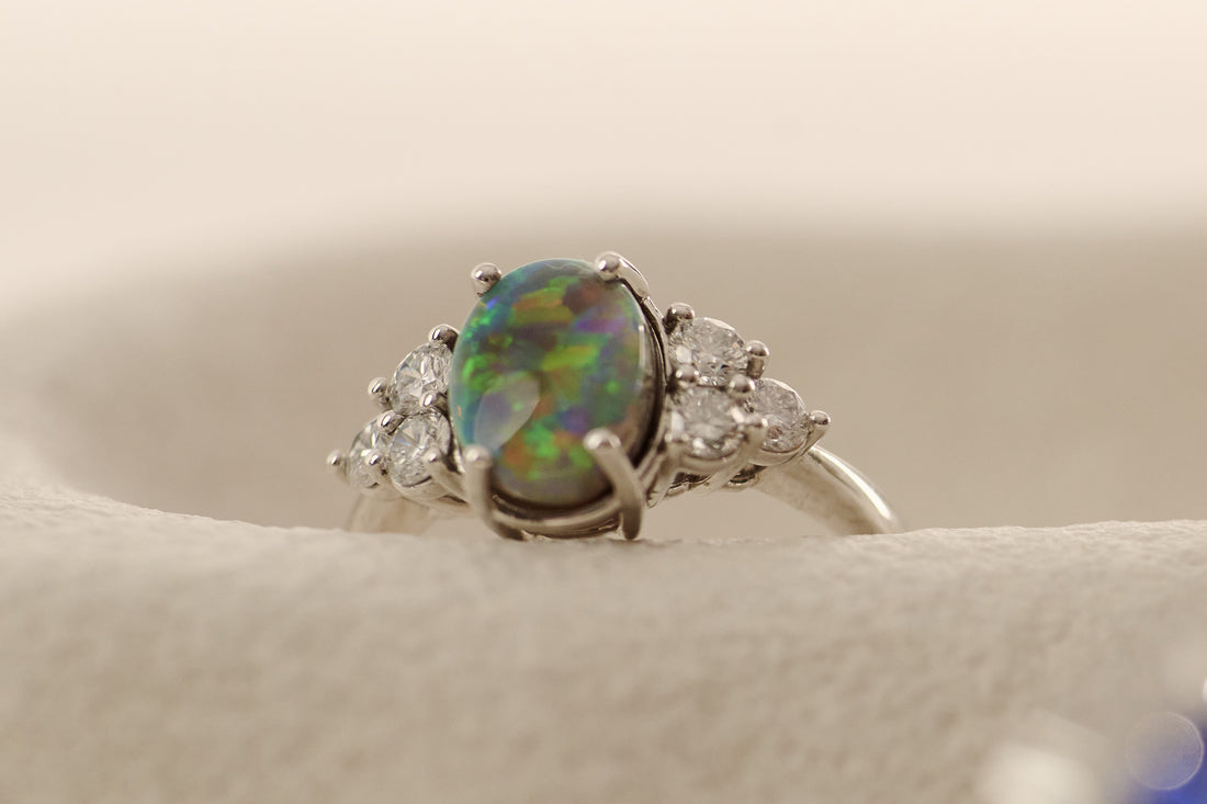 Australian Bolder Opal and Diamond Ring