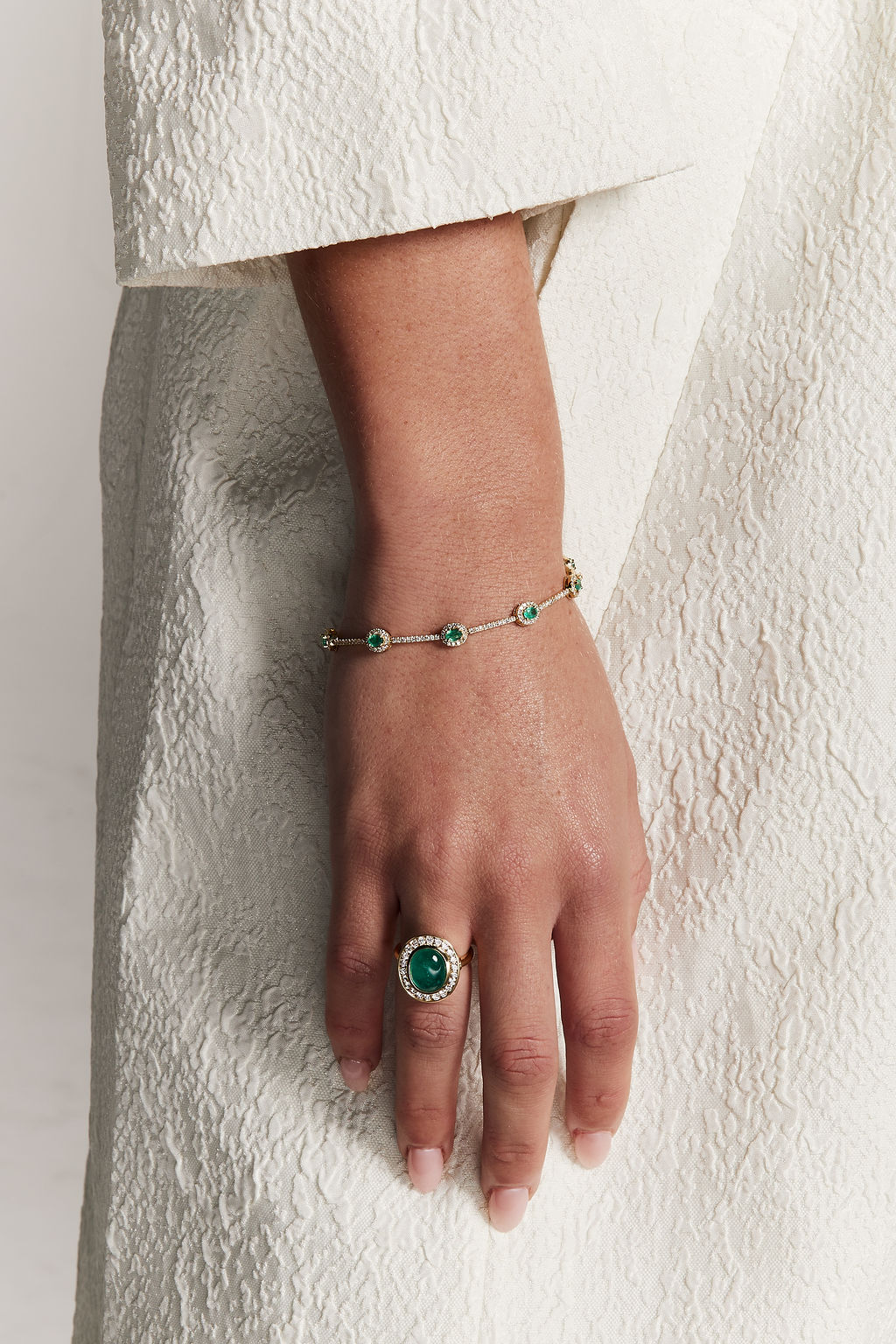Emerald and Diamond Ring. Emerald Bracelet